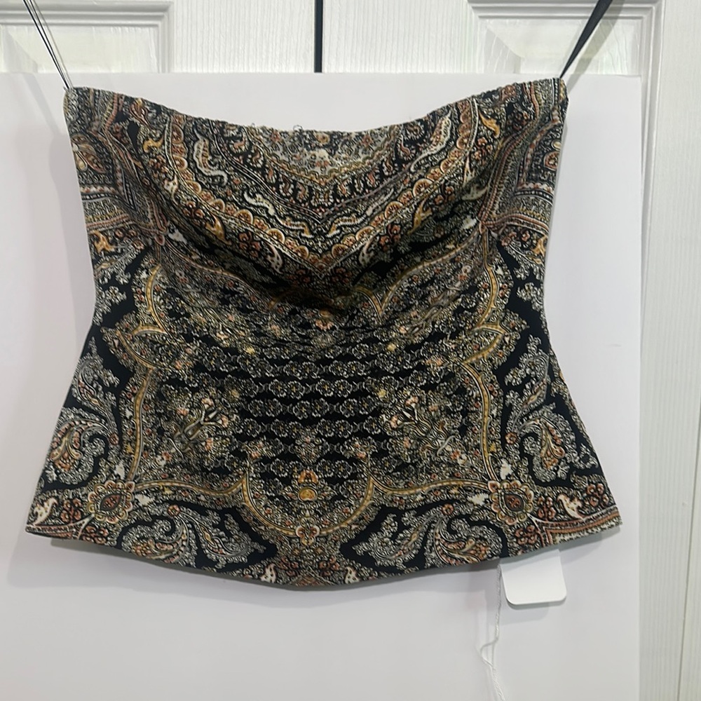 Bronx and Banco Paisley Print Strapless Top